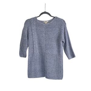 Sundance Sky Blue Open Chunky Mixed-Knit Cottagecore Pullover Sweater Women's XS